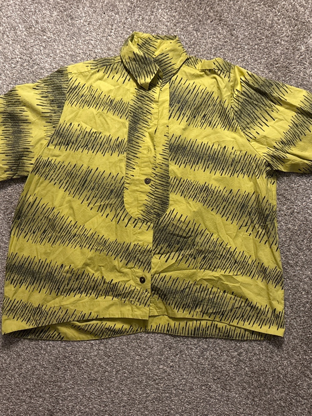 Matthildur - Contemporary Yellow/Black Long Sleeve Button-Front Blouse